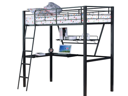 Senon - Twin Loft Bed With Desk - Black / Silver