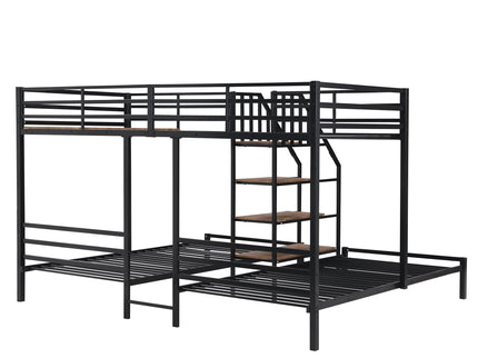 Metal Bunk Bed With Storage Shelves Staircase