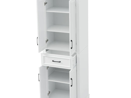 Freestanding Bathroom Vanity, Elegant Design With 4 Doors & 1 Drawer, Adjustable Shelves, Damping Hinges - White