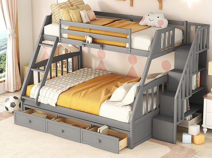 Bunk Bed With Drawers, Ladder And Storage Staircase