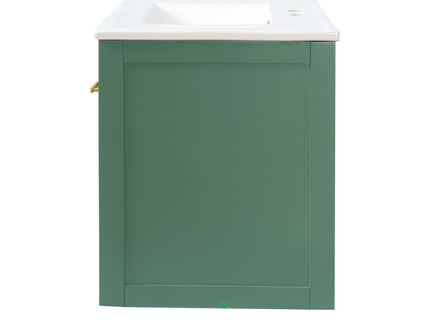 Wall Mounted Bathroom Cabinet With Sink, Multiple Drawers And Doors - Green