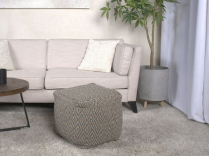 Amuleto - Hand Loomed Cotton Pouf - Dark Gray / Brown