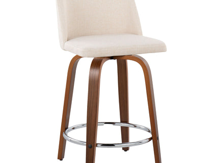 Toriano - Mid Century Modern Fixed Height Counter Stool With Swivel With Round Footrest (Set of 2)