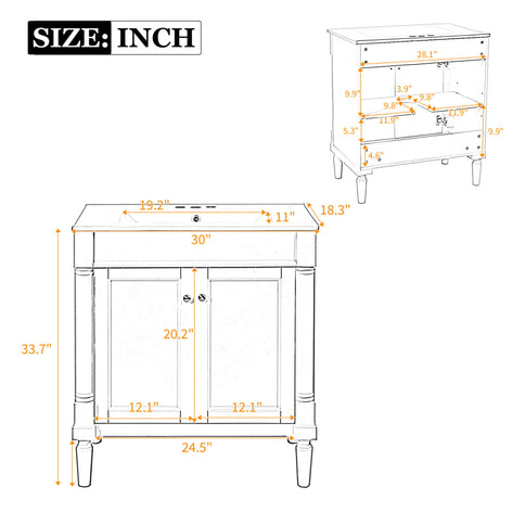 Bathroom Vanity Cabinet With Sink, Soft Close Doors, Storage Cabinet