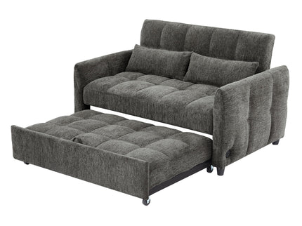 Loveseat Sofa Pull-Out Bed With Adjustable Backrest, 3 USB Ports And 2 Lumbar Pillows For Living Room