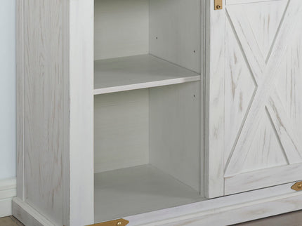 Console Table With Storage Drawer And Open Shelves - Antique White / Gold