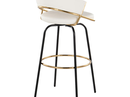 Jie - Fixed Height Contemporary Barstool With Swivel Round Footrest (Set of 2)