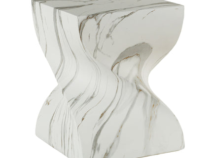Outdoor End Table, Round Side Table For Patio And Garden - Marble