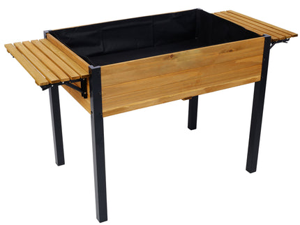 Raised Garden Bed With Metal Legs And Folding Storage Shelf