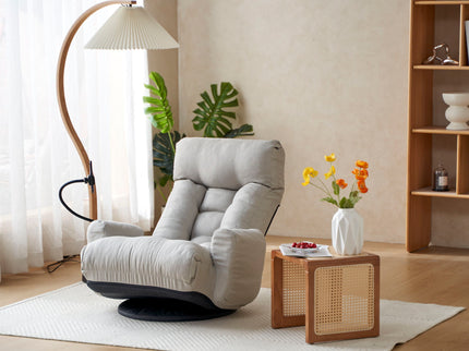 Adjustable Swivel Lounge Chair With 360 Degree Rotating Seat And Headrest Support