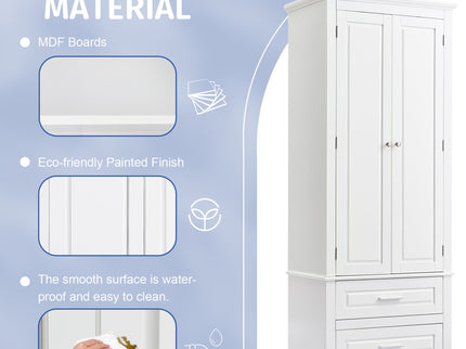 Tall Storage Cabinet With 2 Drawers For Bathroom