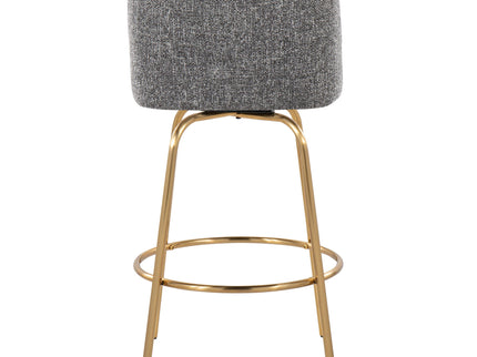 Toriano - Contemporary, Fixed Height Counter Stool With Swivel With Round Footrest (Set of 2)