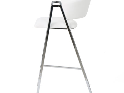 Modern Bar Stools With Low Back And Arms And Durable Metal Frame (Set of 2) - Ivory