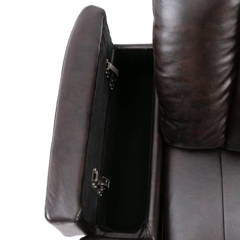 Power Recliner With Storage Arms, Cupholders, Swivel Tray Table And Cell Phone Stand - Brown