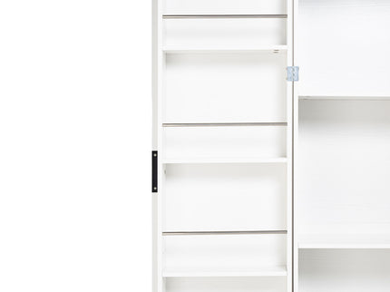 Fluted Kitchen Pantry Cabinet With 2 Large Drawers & 8 Door Spice Rack
