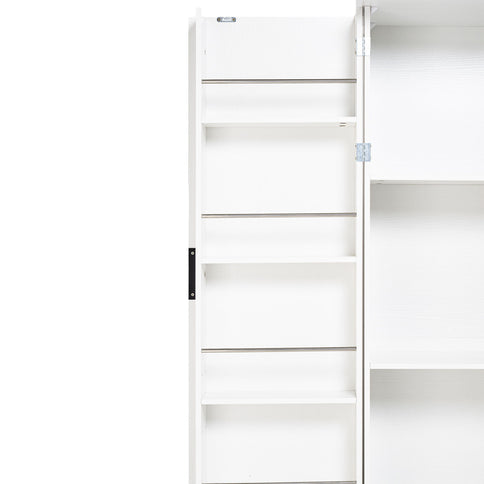Fluted Kitchen Pantry Cabinet With 2 Large Drawers & 8 Door Spice Rack