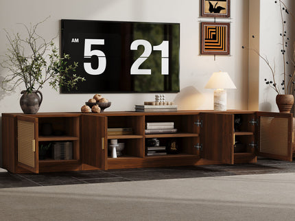 78" TV Stand For TVs Up To 85", Media Console, Adjustable Shelves - Walnut