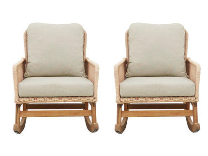 Contemporary Minimalist Wicker Rocking Chair With Soft Cushions And Durable Wooden Frame