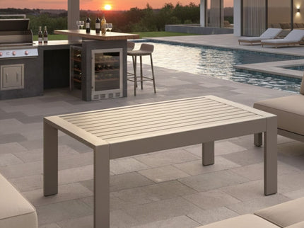 All-Weather Outdoor Coffee Table With Wood-Look Top