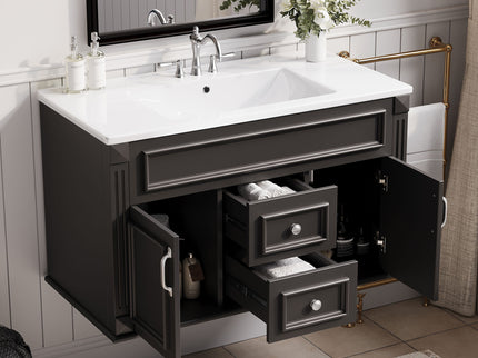 French Simple Style Wall Mounted Bathroom Cabinet With Sink