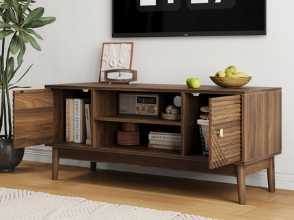 TV Stand, Entertainment Center With Storage, Media Console Table For Living Room - Walnut