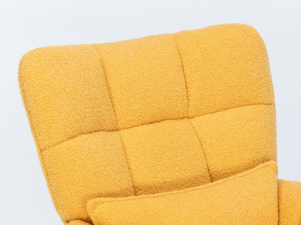 Rocking Chair Nursery, Teddy Upholstered Glider Rocker With High Backrest, Reading Chair Modern Rocking Accent Chairs Glider Recliner For Living Room - Yellow
