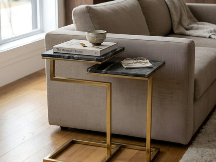 Chamblee - 2 Piece Square Nesting C - Table Set - Gold / Black
