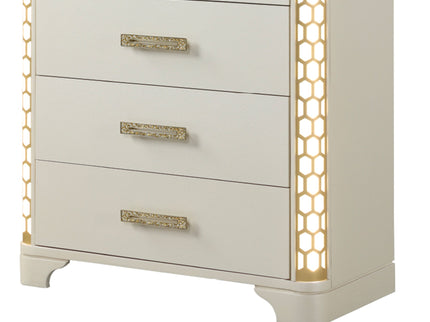 Jasmine - 5 Drawer Chest With Side LED Lightning - Beige