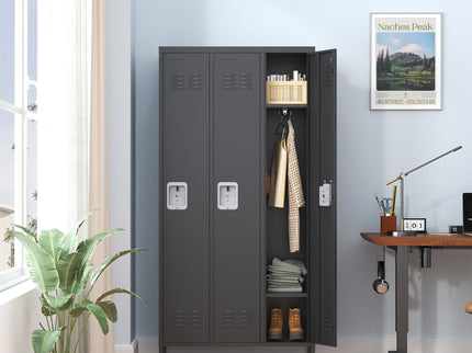 Storage Locker Cabinet With Locks For Employees, Home Gym Office School Garage - Black