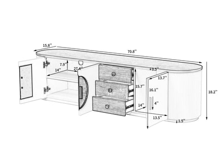 Modern Minimalist TV Stand For TVs Up To 80" With 3 Drawers And 1 Shelf