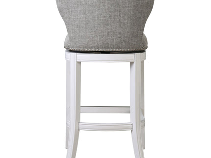 Upholstered Swivel Stool With Back