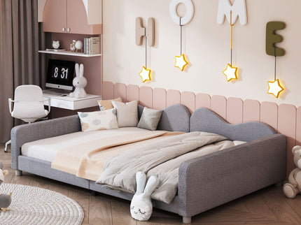Upholstered Daybed, Sherpa Fabric Sofabed With Cloud-Shaped Backrest