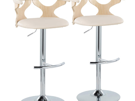 Gardenia - Contemporary Adjustable Barstool & Swivel, Rounded T Footrest (Set of 2)