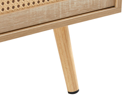 41.34" Rattan Coffee Table, Sliding Door For Storage, Solid Wood Legs, Modern Table For Living Room