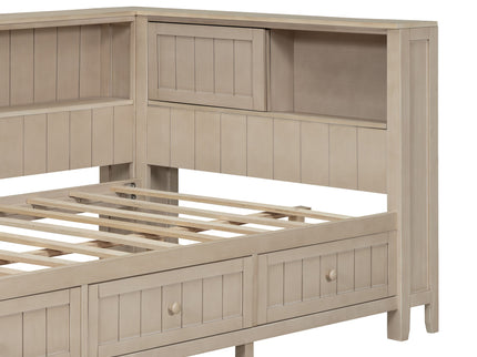 Daybed With Storage Shelves And 3 Drawers