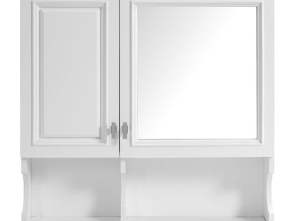 Wall Mounted Mirror Medicine Cabinet, Bathroom Storage With Doors And Open Shelves