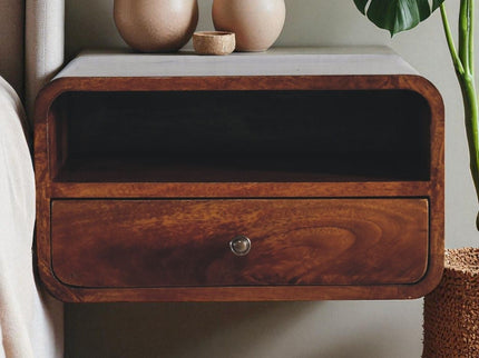 Curved Upper Slot Floating Nightstand