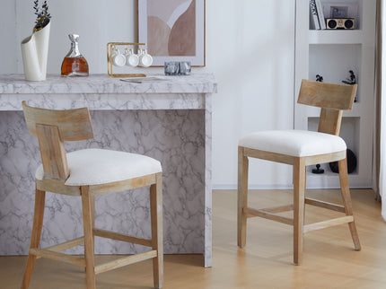 Upholstered Counter Height Bar Stools With Solid Rubber Wood Frame (Set of 2)