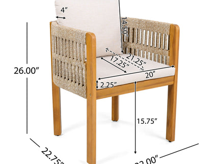 Outdoor Dining Chairs With Mix Rope Handles (Set of 2)