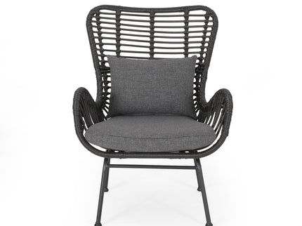 Modern Aesthetic Outdoor Rattan Accent Chair With Metal Legs