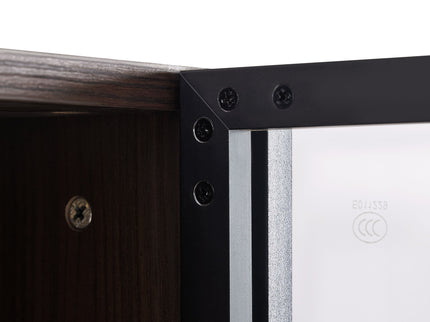 Modern Minimalist Tall Lighted Display Cabinet With Tempered Glass Door - Black / Dark Walnut