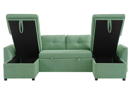 U-Shaped Sectional Sofa Bed With Storage And USB Ports
