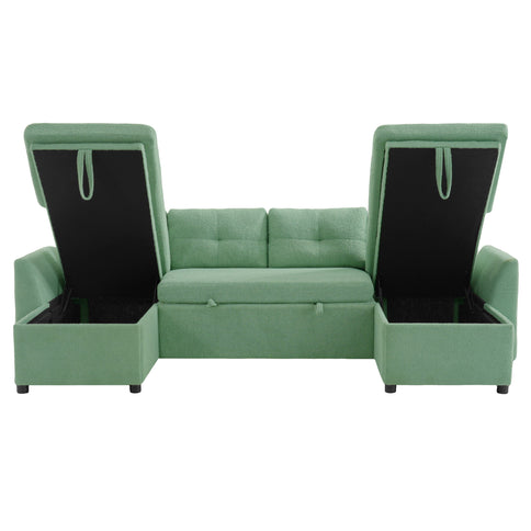 U-Shaped Sectional Sofa Bed With Storage And USB Ports