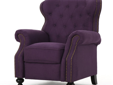 Accented Push Back Recliner Chair With Rolled Arms, Enjoy Cocooning Comfort