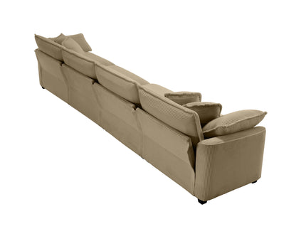 Modern Upholstered 4 Seater Fabric Sofa With Arm And Throw Pillows