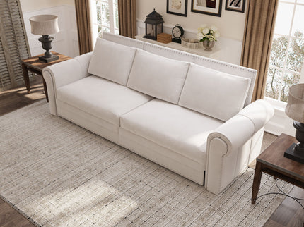 3 In 1 Convertible Sleeper Sofa With Nailhead Trim & Rolled Arm