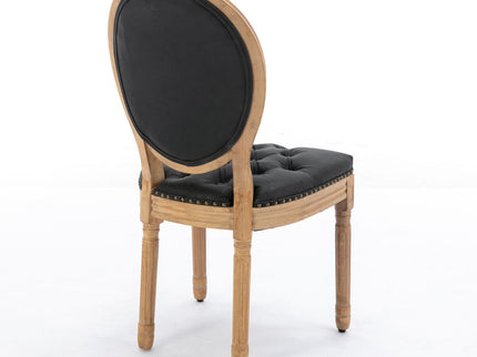 French Style Solid Wood Frame Antique Painting, Hand-Pulled Buckle Decoration Artificial Dining Chair With Nailhead Trim, Wood Legs
