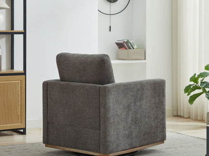 Modern Square Upholstered Swivel Accent Chair With Metal Base