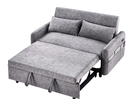 Pull Out Sleep Sofa Bed Loveseats Sofa Couch With Adjsutable Backrest, Storage Pockets, 2 Soft Pillows, USB Ports For Living Room, Bedroom, Apartment, Office