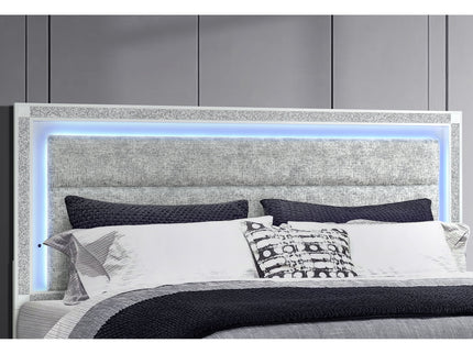 Soulmarie - Bed With LED Lighting And Padded Headboard